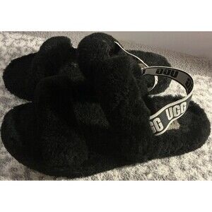 UGG Australia Fluff Yeah Women's Black Slide Sandal, Size US 7